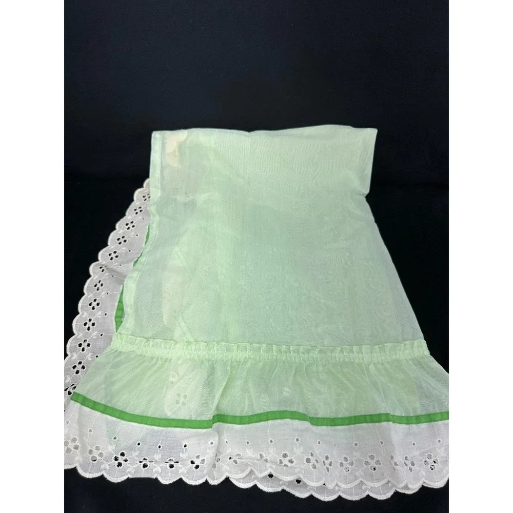 Vintage JC PENNEY Green Curtain Set Panels Valance Tie Backs Irish Cottage Core